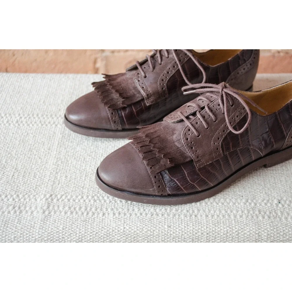 Enzo Angiolini vtg‎ brown leather lace up oxford shoes size 6.5